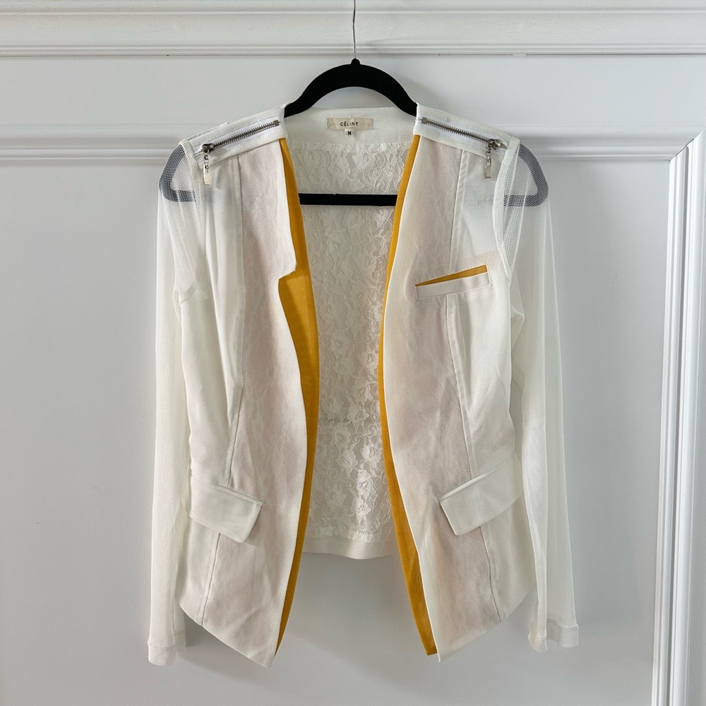 Céline lace ivory & yellow blazer